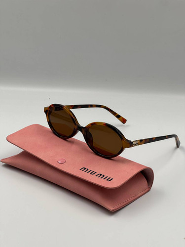 میو میو بیضی فریم پلنگی شیشه قهوه ای